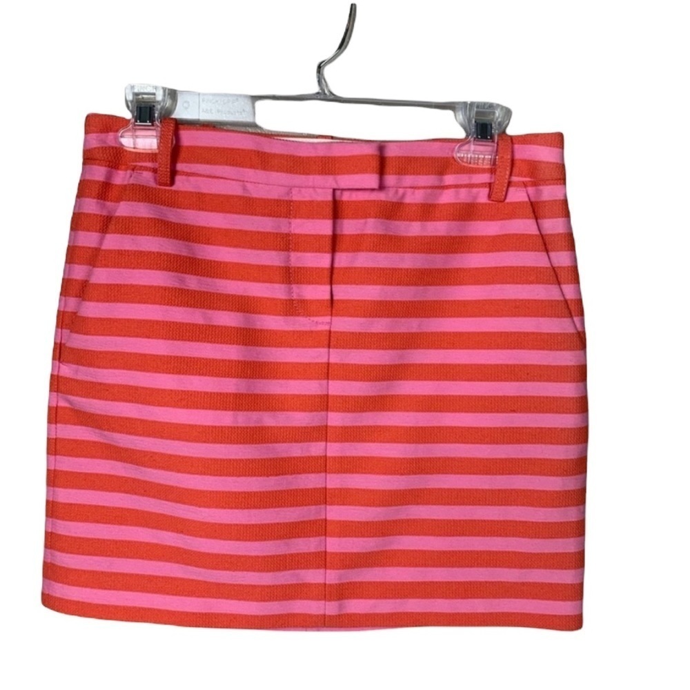 J.Crew Gorgeous Salmon & Pink Stripe Mini Skirt New Without Tags No Flaws Size 0